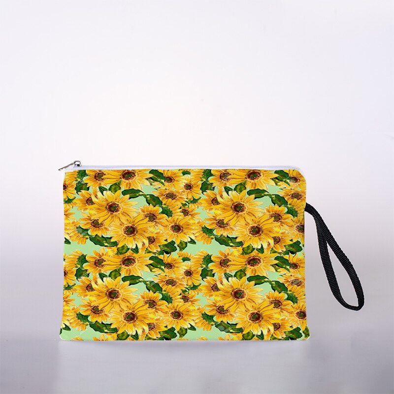 Kosmetyczka z nadrukiem słonecznika torba podróżna na zewnątrz dziewczyna kosmetyki dla kobiet torba kosmetyczka worek robić przechowywania panie pudełko na kosmetyki: 4