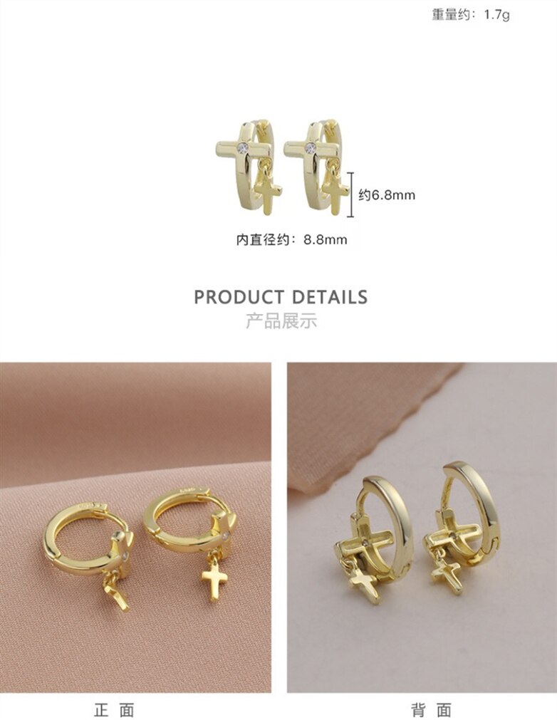 925 Sterling Silver Earring zircon cross flower round Ear Ring Ear Bone Ear Buckle cute Wild Woman boy Girl Ear Jewel