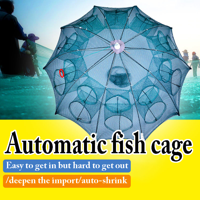 Automatic Foldable 4-20 Hole Fishing Net Portable Nylon Catch Fish Trap Net For Fish Shrimp Crab Cast Mesh Fishing Network Tool