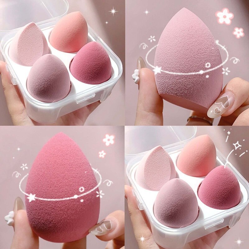 4PCS Makeup Beauty Puff Sponge Set Foundation Powder Blush Blender Makeup Accessories Tools Cosmetic Blending Sponge Beauty Egg