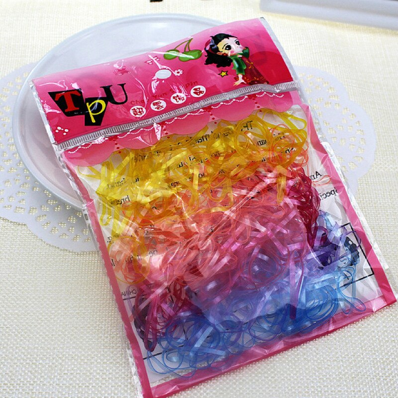 250 stk piger gummi hårbånd hestehale holder elastiske hårringe børn hår reb bånd hår styling værktøjer til piger hovedbeklædning: 3