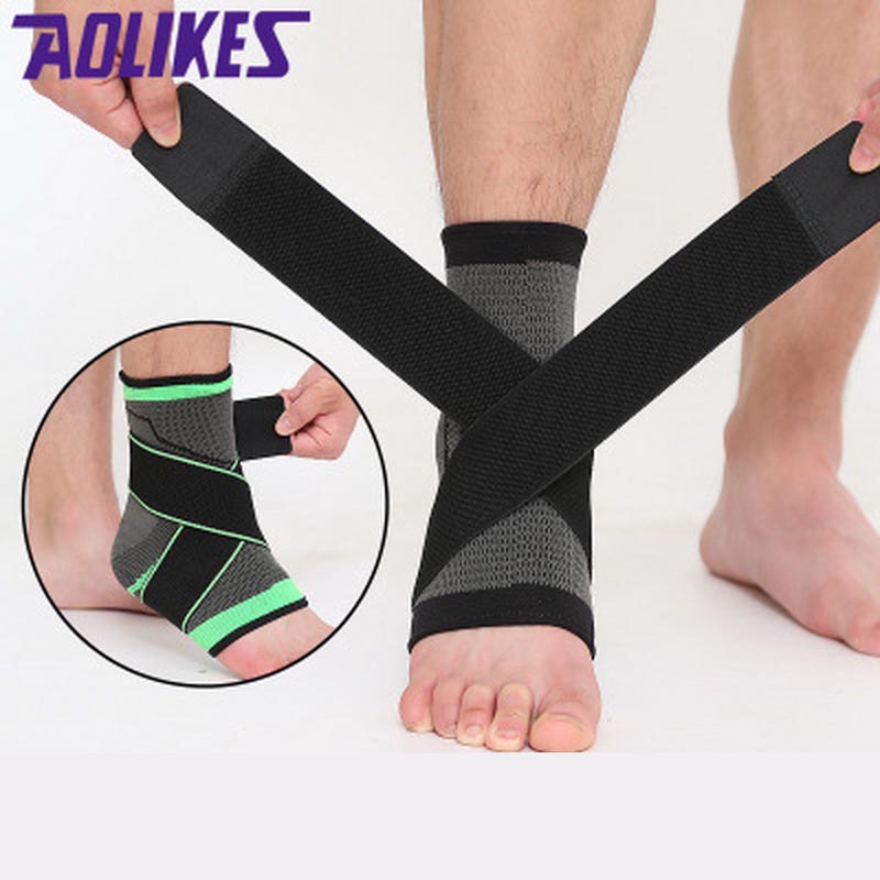 1Pcs Elastische Bandage Ondersteuning Enkel Protector Voor Sport Gym Enkelbrace Met Riem Riem Achillespees Retainer Voet Guard