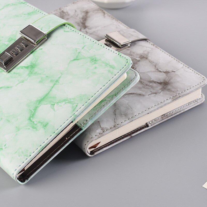 Notebook Wachtwoord Blok, Marmeren Textuur, 100 Stuks, Persoonlijk Dagboek Met Slot Code, Kantoorbenodigdheden, leer,