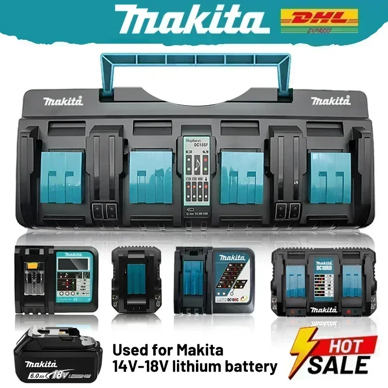 18v batterilader makita original,makita 18v 14.4v 10.8v 4 puertos lithium batteri hurtiglader ,18v makita batteri med lader