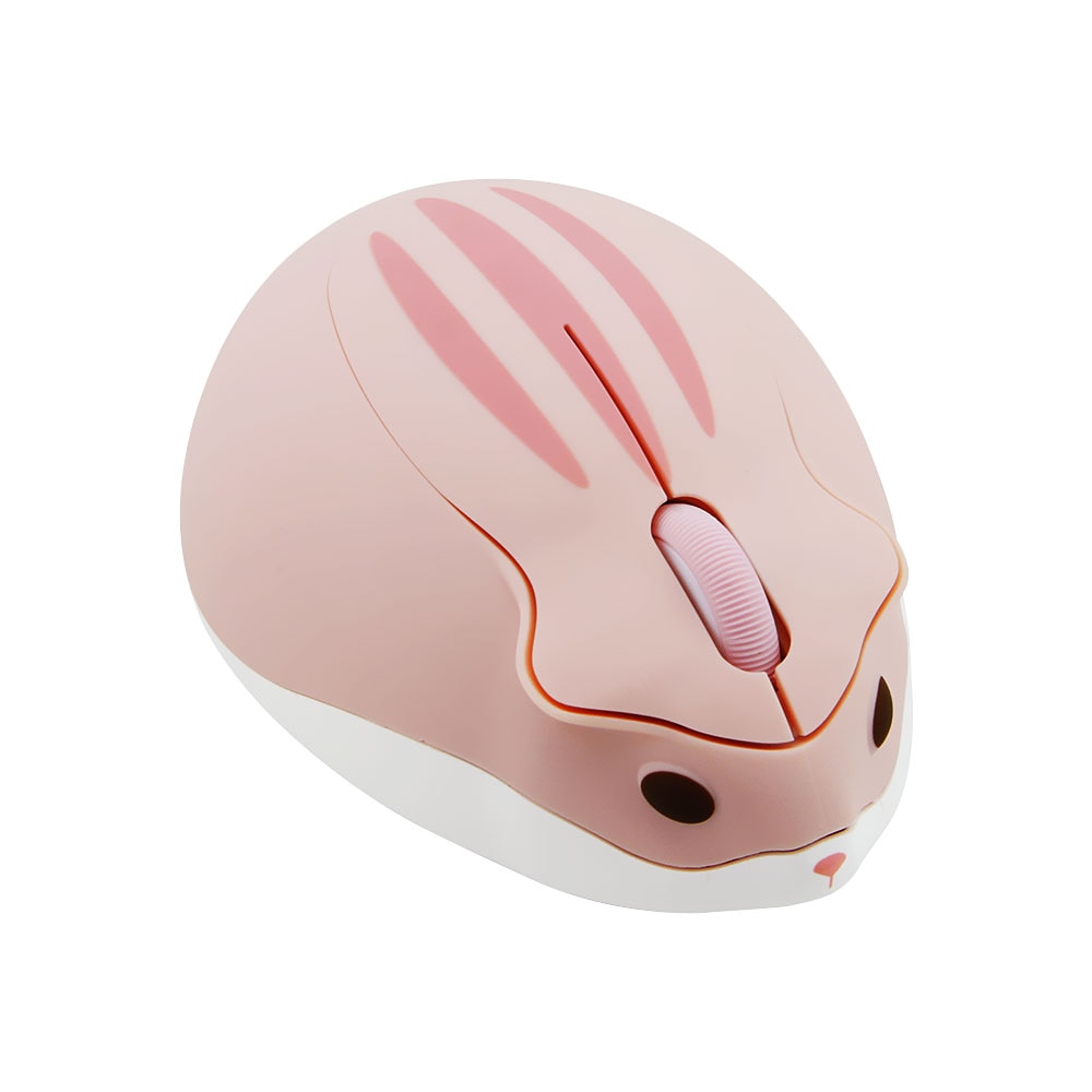 CHYI – Souris d'ordinateur optique sans fil pour fille, joli accessoire informatique avec port USB, en forme de personnage de dessins animés hamster rose, pour ordinateur portable, Macbook,