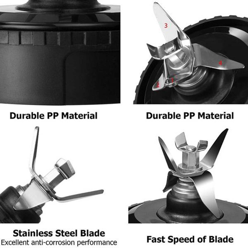 16 Oz Beker Met Twee Deksels, 6 Vinnen Blade Voor Ninja, blender Vervangende Onderdelen Accessoires Voor Ninja BL660 BL770 BL740(4 Stuks)