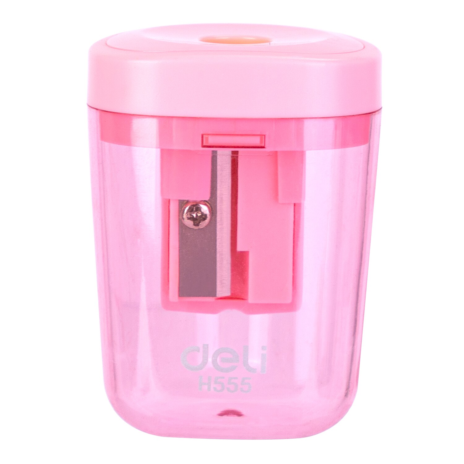 Deli Small pencil sharpener pencil cutter 1 and 2 Hole cute container knife smooth sharpening school supplies stationery: 8mm Pink