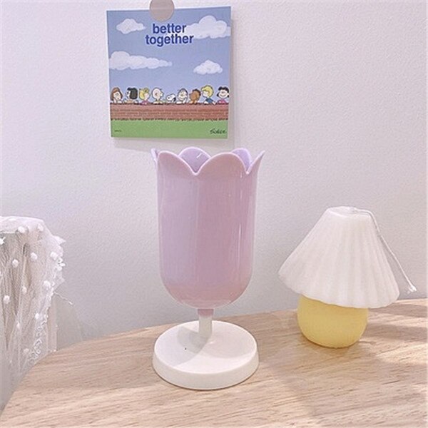 Koreanische eins Frauen machen-hoch Pinsel Lagerung Kosmetische Lagerung fallen 4 Farbe Tulpe Bleistift Vase Kamm Schreibtisch Container Schlafzimmer Organizer: Violett