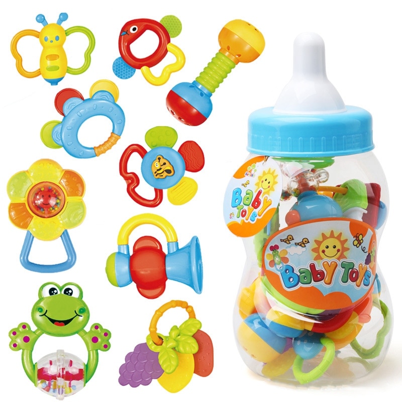 Baby Rammelaar Tandjes Baby Speelgoed Fles Opslag Shake Baby Hand Ontwikkeling Bijtringen Speelgoed Set Pasgeboren Peuter Voor Kinderen