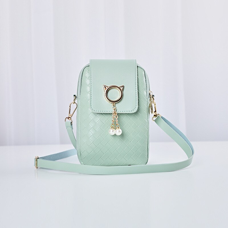2022 mini-umhängetaschen für herbst und winter, gewebte perlenquasten, diagonale schultertaschen für damen: Grün