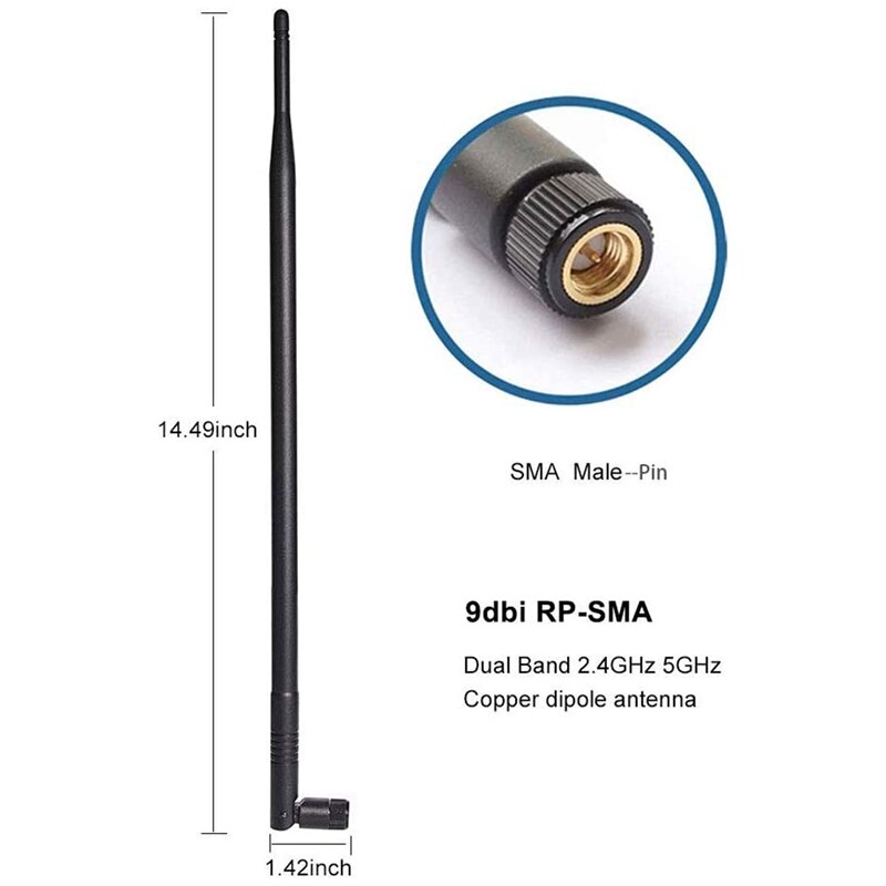 9Dbi Wifi Antenne 2.4Ghz 5.8Ghz Dual Band Sma Antenne 4G Omni-Directionele Draadloze Antenne Voor Draadloze netwerk Router