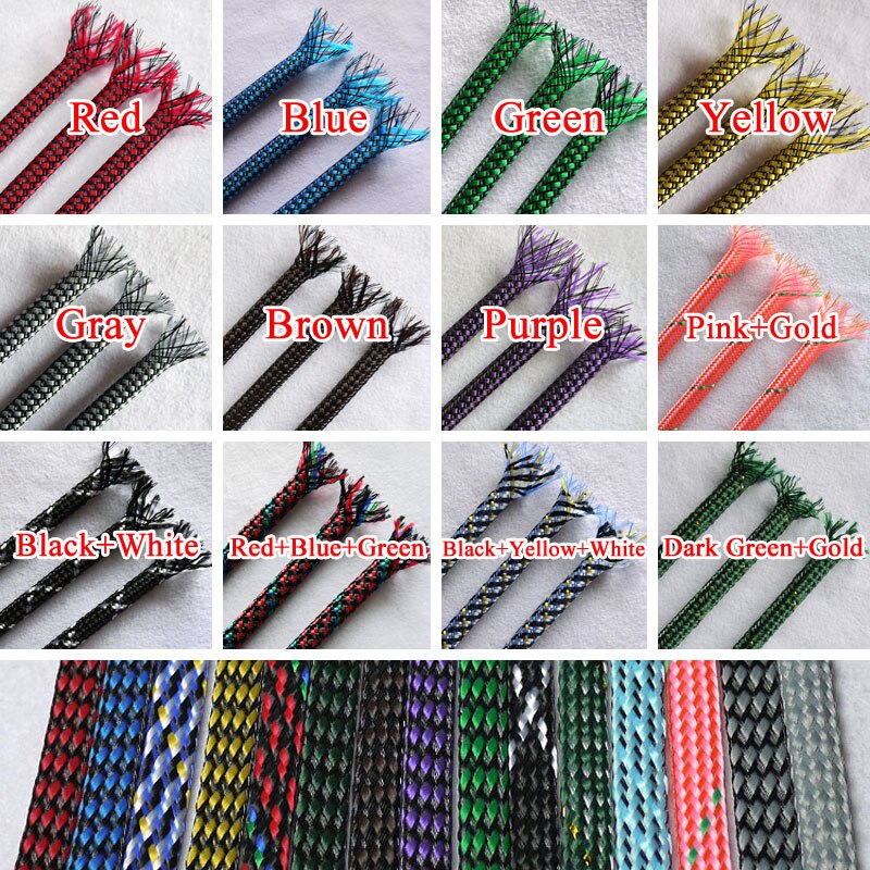4Mm Gevlochten Zachte Pp Katoen Garen + Pet Uitbreidbaar Kous Draad Kabel Beschermen