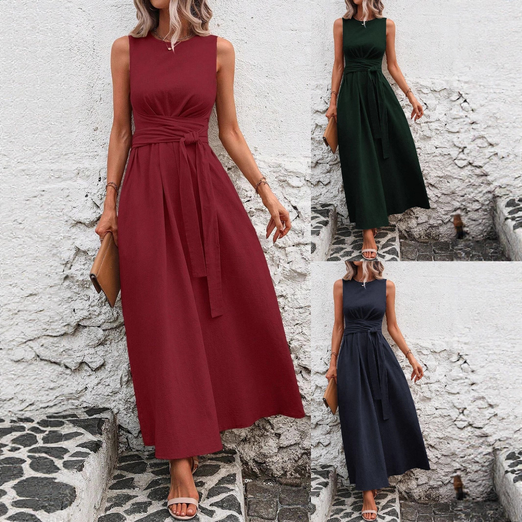 Lange jurken zonder mouwen, formele avondjurk, lente/zomer, veelzijdige strandjurk, resortjurk, comfortabele casual lange jurk voor dames