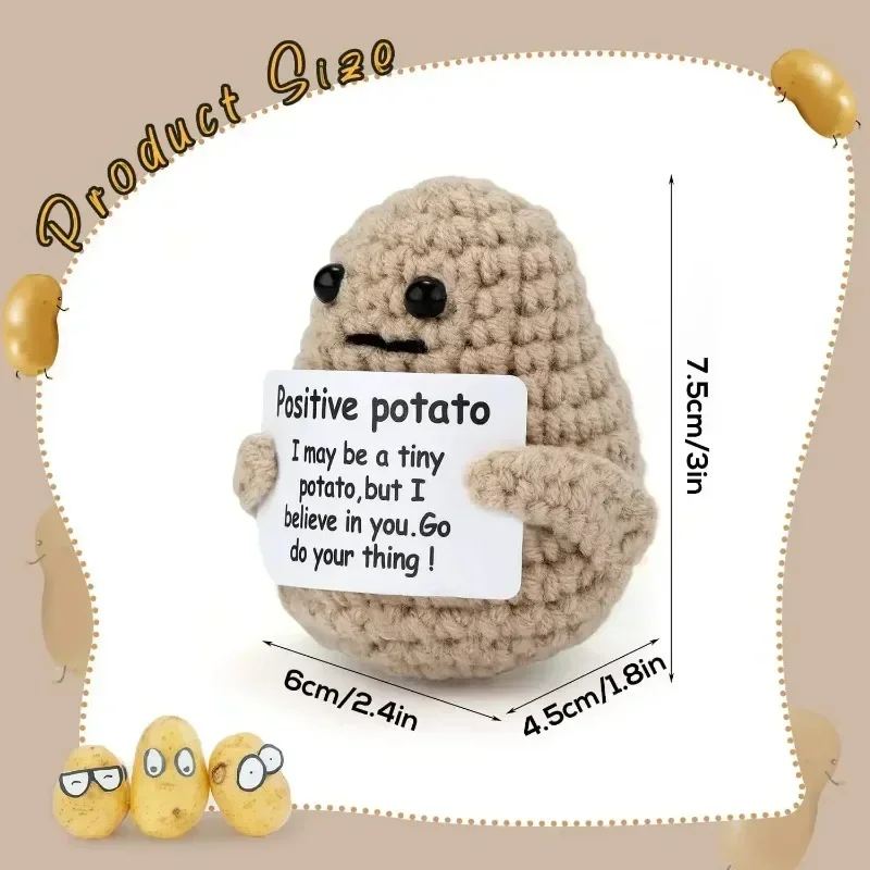 Mini energía positiva hecha a mano de lana de felpa tejida patatas muñeca abrazo bolsillo con tarjeta festivales creativos decoración del hogar DIY
