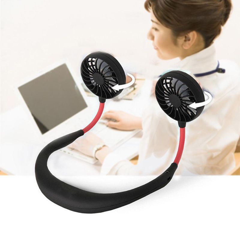 Hände-freies Nacken Band Hände-Freies Hängen USB Aufladbare Dual Fan Mini Luftkühler Sommer Tragbare