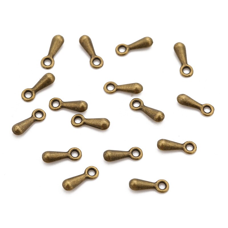 100pcs Tear Tail Extend Chain Water Charms Findings 2x7mm 3x9mm Gold/Silver/Rhodium Color End Beads For DIY Jewelry Making: antique bronze / 3x9mm