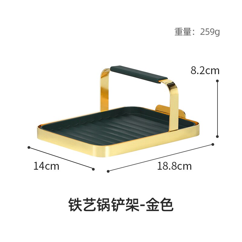 Household Kitchen Pot Lid Spatula Shelf Countertop Rack Wrought Iron Spoon Cooking Shovel Spatula Rack Holding Storage Shelf: A-1PCS