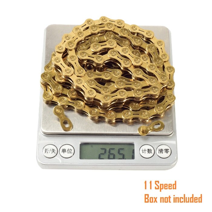 YBN-Cadena de 10/11 velocidades para bicicleta, cadena de oro ultraligera semihueca para bicicleta de montaña y carretera, cadena XC con hebilla mágica: 11S Box Not included