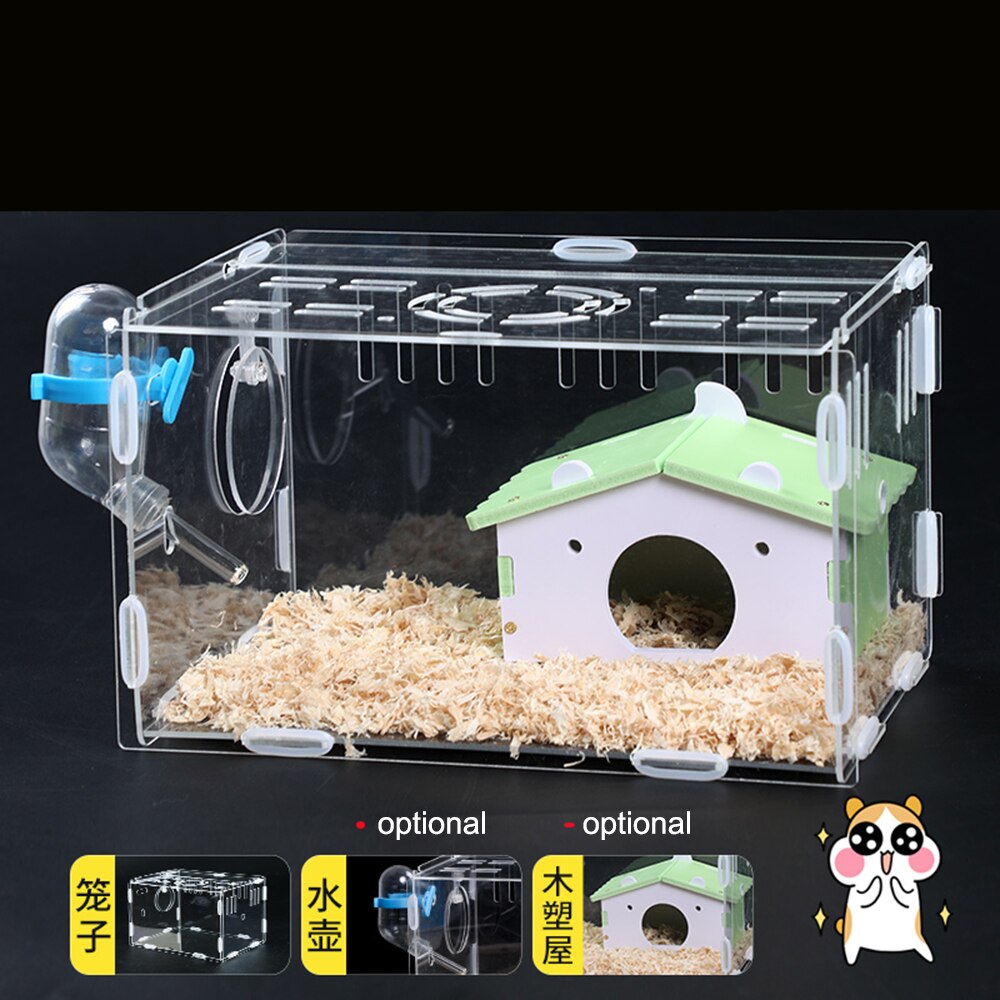 Jaula de hámster transparente Casa de acrílico puede conectar baño Sauna bañera pequeña mascota hámster accesorios casa