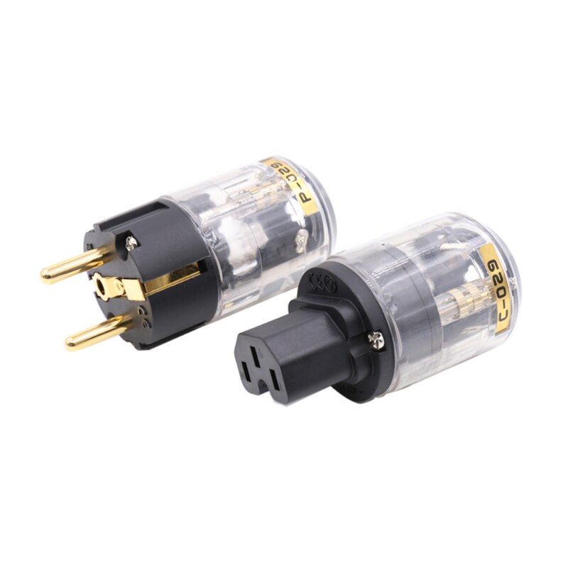 1Set P-029 En C-029 Fine Koper Verguld Eu Versie Stekker Voor Iec Connector Netsnoer Kabel Stekkers