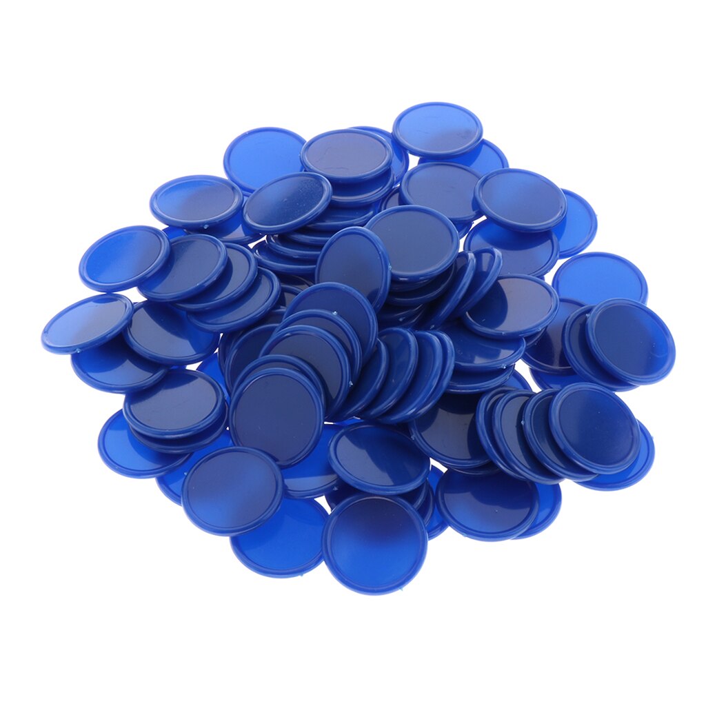 Set of 100 1 Inch Plastic Learning Counting Counters Game Tokens Mini Poker Chips: Blue