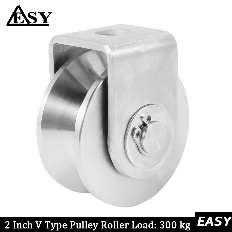 2 Inch V Type Katrol Roller 304 Rvs Schuifpoort Roller Wiellager Voor Material Handling En Moving