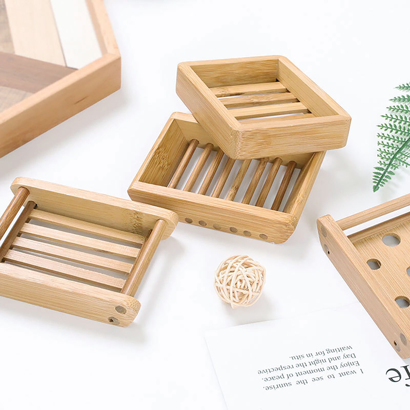 Wooden Natural Bamboo Soap Dishes Tray Holder Storage Soap Rack Plate Box Container Portable Bathroom Soap Dish Storage Box
