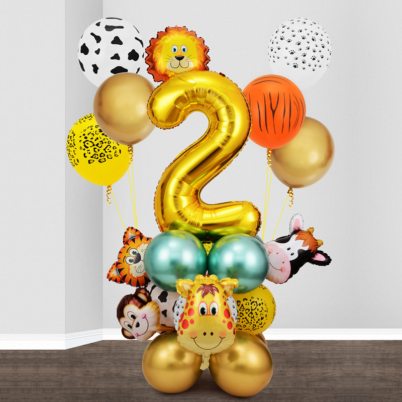 Gelukkige Verjaardag Jungle Dieren Verjaardagsfeestje Decoratie Jungle Ballonnen Borden Kopjes Rietjes Achtergrond Thema Feestartikelen: Oranje