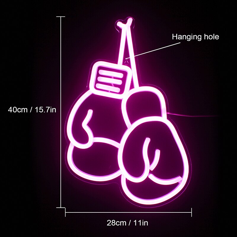 Boksen Neon Light Bokshandschoenen Cool Wall Opknoping Art Decoratie Usb Switch Acryl Neon Teken Gym Kamer Decor Xmas: Pink