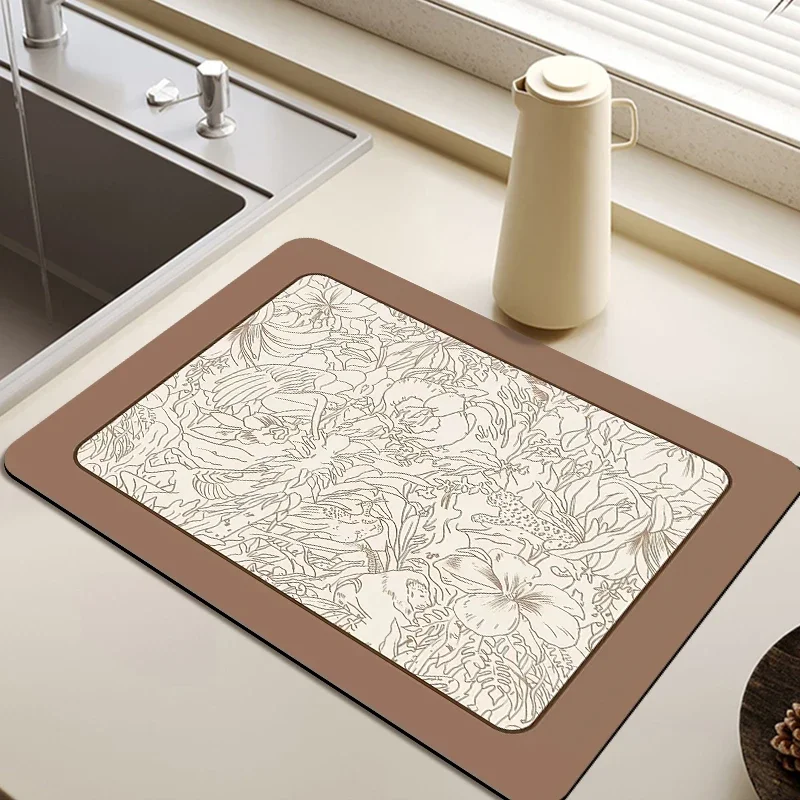 Køkkenfad måtte afløbsmåtte køkkenafløbspude absorberende service måtte kop dækkeserviet bordplade afløbstæppe слива посуды: 40 cm x 60cm / Violet/紫罗兰