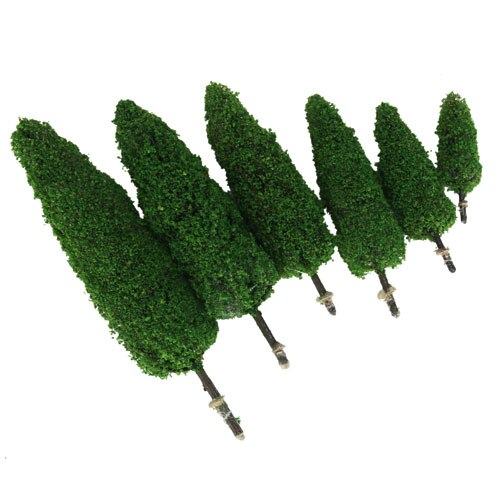 6 Mixed Height Cypress Model Trees Park Street Diorama Scenery Layout