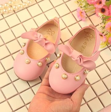 Baby Mädchen Bogen Weiche Kleinkind Schuhe Diamant Perle Frühling Prinzessin Leder Schuhe Säuglingsschuhe: Rosa / 5