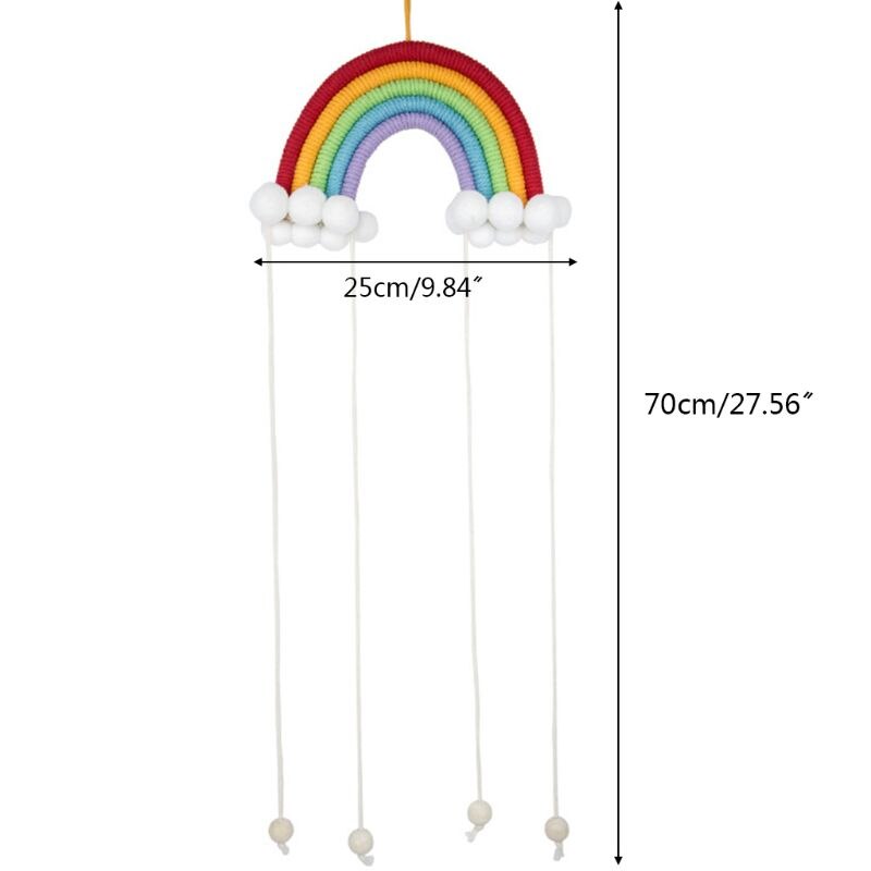 nórdico Arco Iris hecho a mano tejer ornamento niños Pared de habitación colgante decoración del hogar A2UB