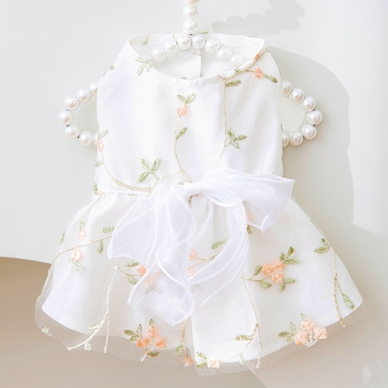 Hunde prinsesse kjole sød kæledyr hunde netkjole killing hvalp kæledyr nederdel sommer hundekjole sløjfe blonder koreansk puddel chihuahua hundetøj: Xs / Rød