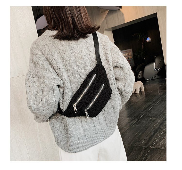 Dames heuptasje, zachte fleece heuptas, crossbody tas met verstelbare riem, dames wintertas stijl