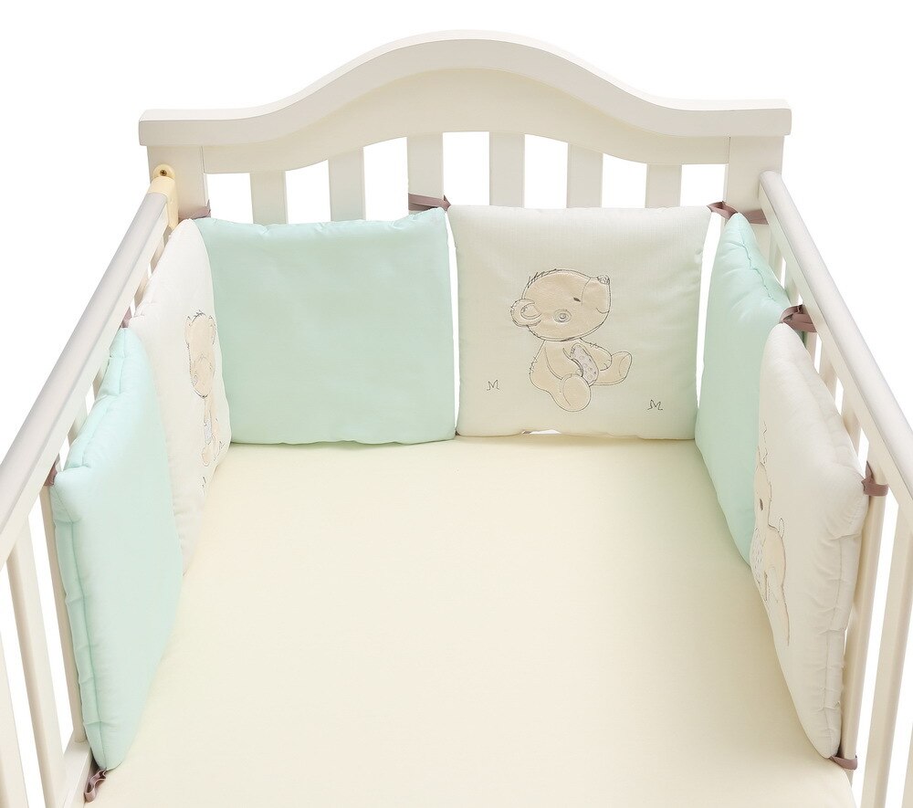 Paraurti bambino Cuscino Del Bambino Presepe Paraurti Cotone Organico Presepe Pad Paraurti Cuscino Della Ragazza del Ragazzo Scuola Materna Culla Camera Da Letto Del Bambino Set Bambino Del Bambino Letto set: beige