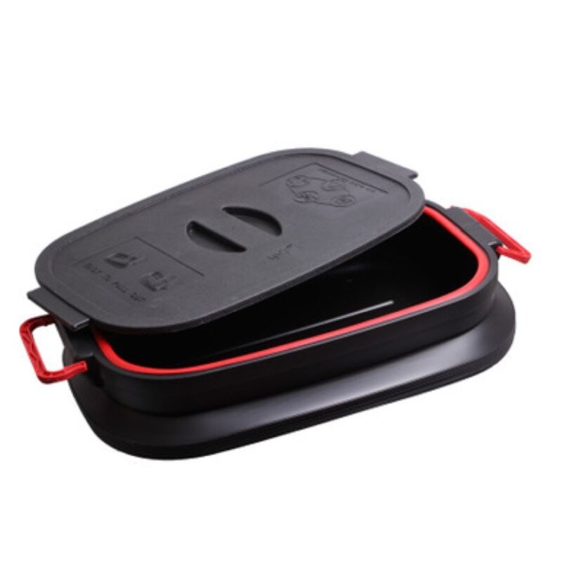Portable Fishing Water Bucket 37L With Lid Space Saving Outdoor Waterpot Collapsible Rectangular Handy Basket