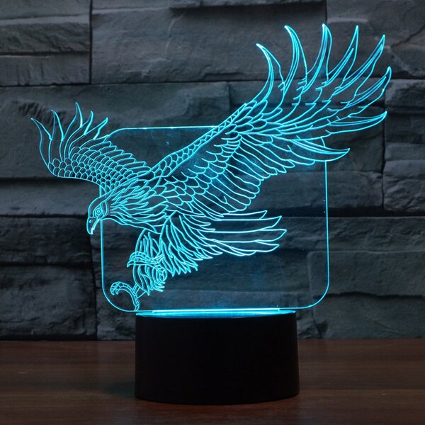 Aigle oiseau pic perroquet Animal acrylique 7 couleur lampe de bureau 3D lampe nouveauté LED veilleuse millénium faucon lumière: 2 / 16 color with remote