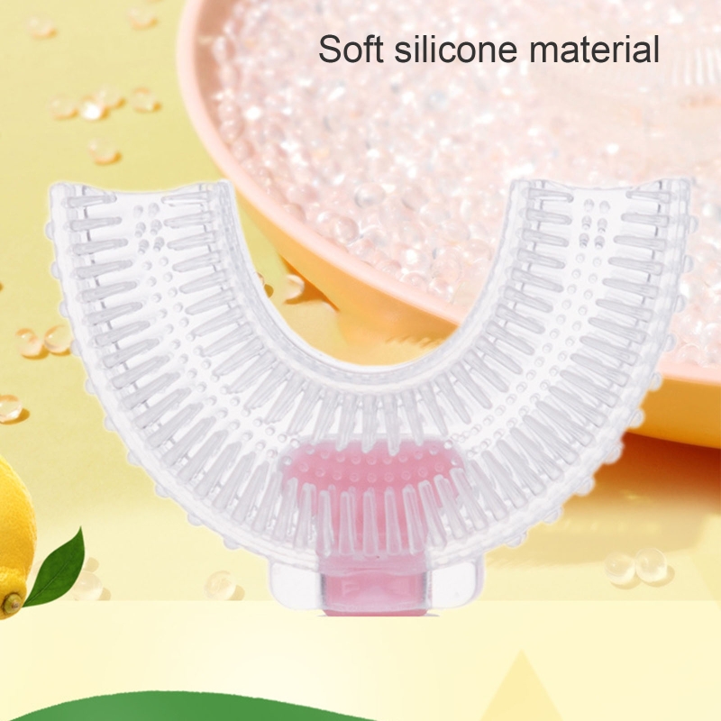 Handheld 360 ° U-Vormige Baby Tandenborstels Siliconen Borstelkop Mond Tandenborstel QX2D