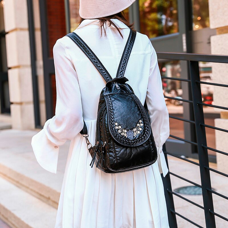 2020 mulheres mochilas de couro macio bolsa de ombro viagem senhoras bagpack sacos de escola para meninas alta qualidade sac a dos feminino novo