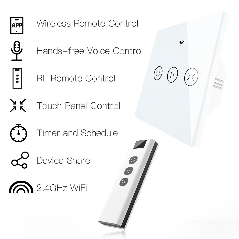 Smart Remote Home Electric Curtain Control for Electric Curtain Blind WiFi Touch Switch Shutter Voice Control for Alexa