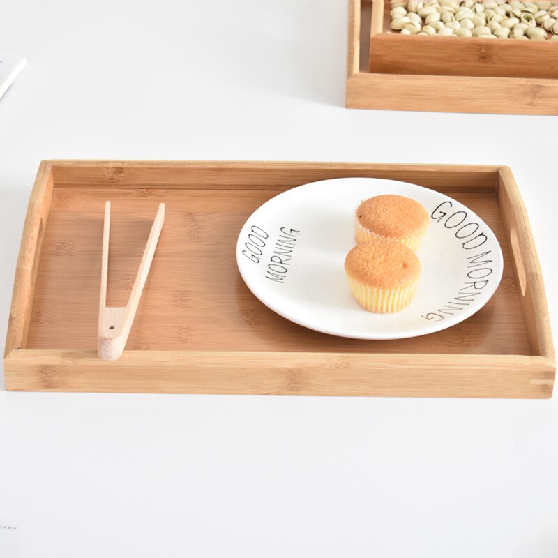 Bandeja Rectangular de bambú para té, bandeja de madera para pan, plato de madera para pizza, carne, plato de hotel de estilo japonés