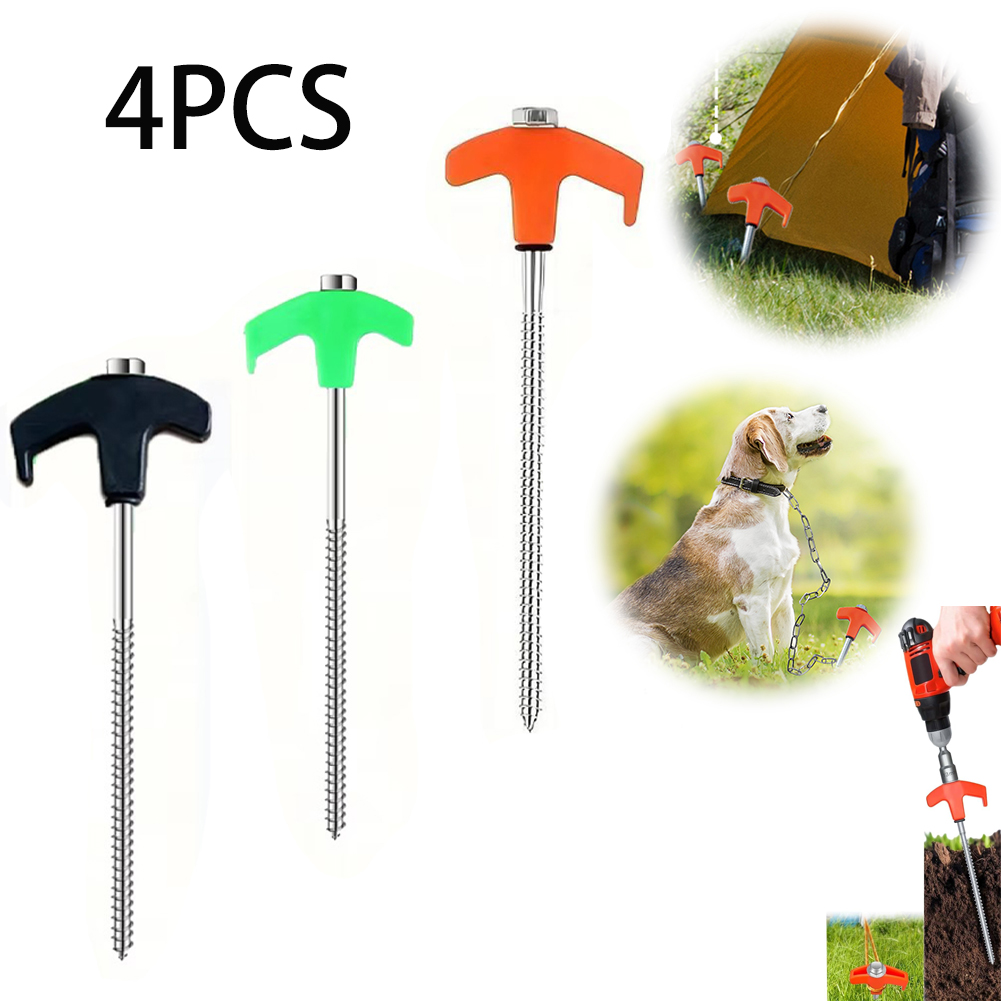 4 Stuks Outdoor Tent Nail 20/25/30 Cm Schroef Anker Stakes Haringen Schroef In Tenten Peg grond Nagels M8 Koolstofstaal Camping Trip Tent Peg