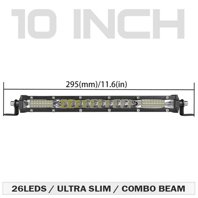 DERI Straight Slim LED Light Bar Single Row 10inch 80W For 4WD SUV ATV 4X4 Off Road LED Work Light Lamp with wire barre led: 10 inch Combo Beam