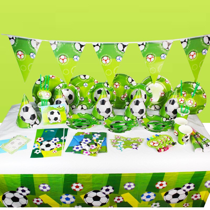 Baby Party Supplies Set For 6 People Football Print Birthday Party Supplies Set Baby Child kids Girls Party Supplies Set: Default Title