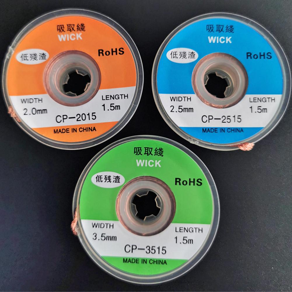 1.5m Length Desoldering Braid Solder Remover Wick Wire Cord BGA Repair Tools Speed up Tin Absorption and Low Flux Residue