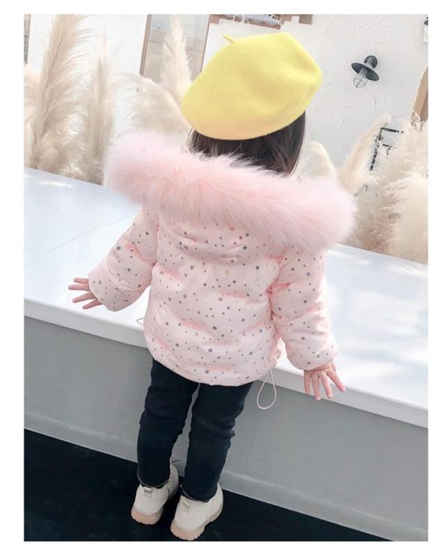 Kinderen Winter Dikke Bontkraag Katoen Jassen Kinderen Baby Meisje Kleding Warm Hooded Kleding Lange Jas Casual Mode Bovenkleding