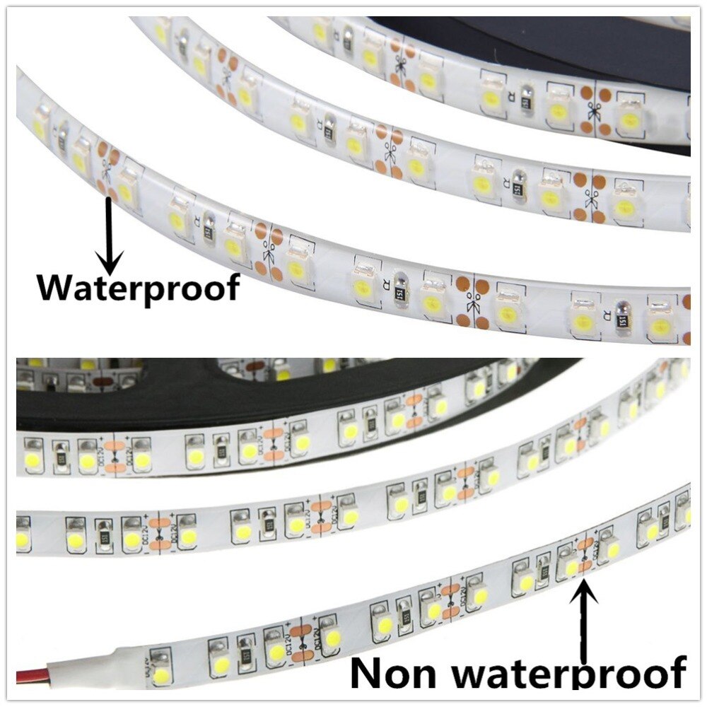 Led-stribelys 3528 600 led 5m vandtæt  ip65 dc 12v 3000k 6500k 9000k hvid varm hvid kold hvid 2835 fleksibel tape