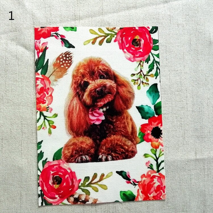 Schattige Puppy Hond Hand Geverfd Doek Digitale Bedrukte Stof Handgemaakte Diy Patchwork Quilten Canvas Katoen Linnen Stof 15X20cm 6Pcs