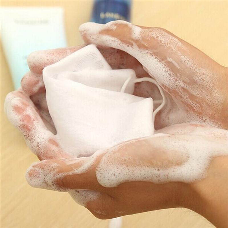 5pcs Soap Saver Pouch Bubble Foam Net Handmade Soap net Mesh Bag Exfoliating Mesh Body Facial Cleaning Tool